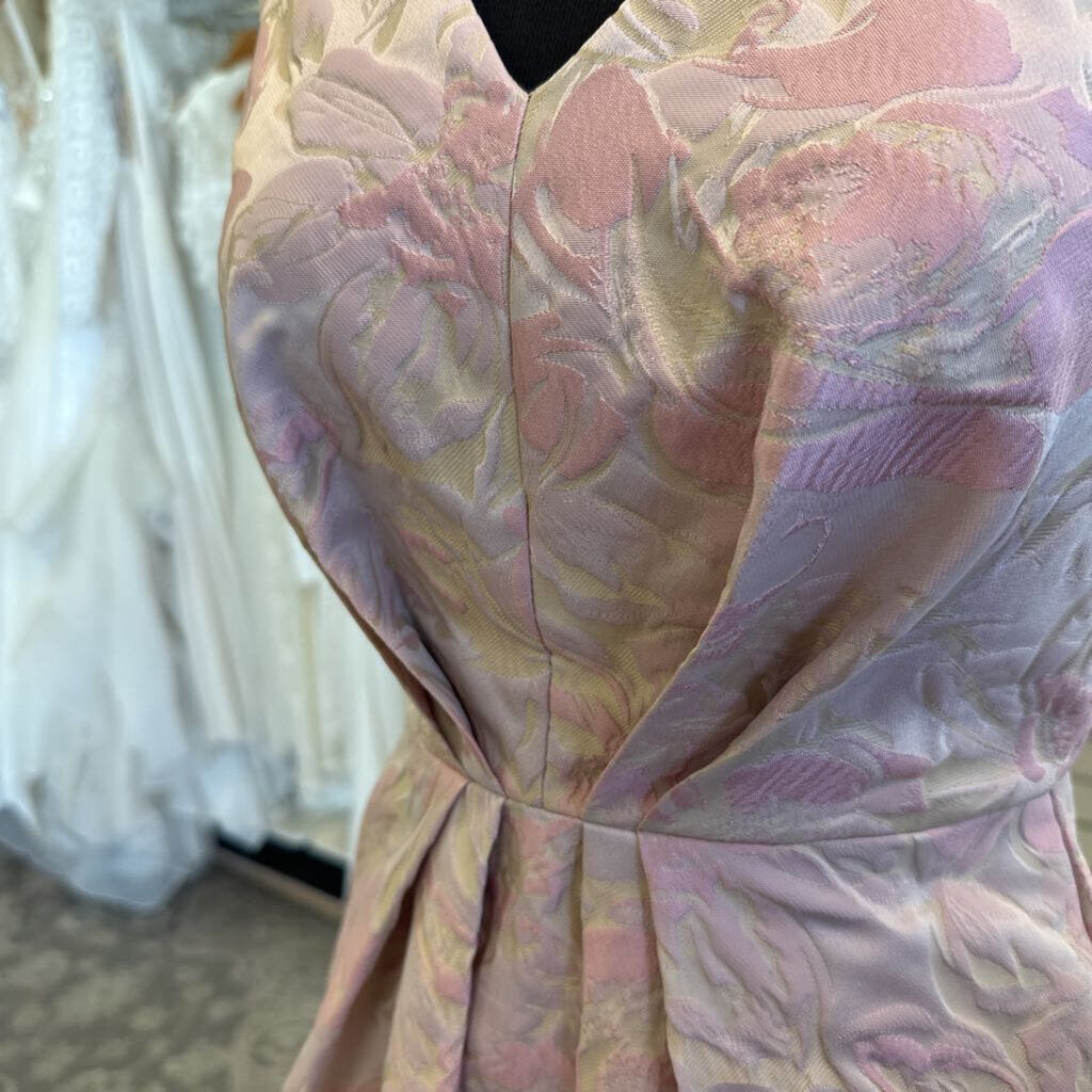 Kay Unger Pink FLoral Jacquard Odette Long Formal Dress 4