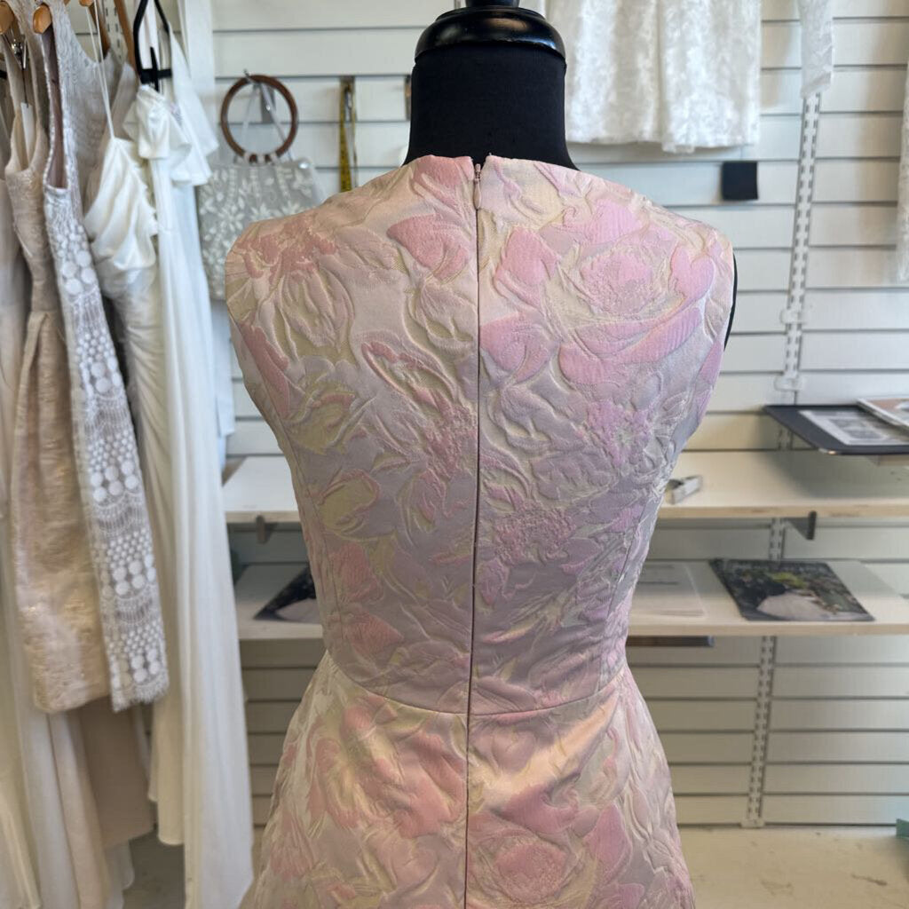 Kay Unger Pink FLoral Jacquard Odette Long Formal Dress 4