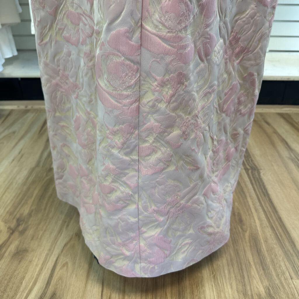 Kay Unger Pink FLoral Jacquard Odette Long Formal Dress 4