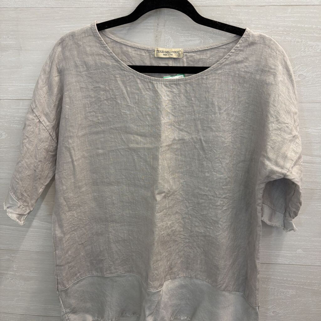 Terzo Millennio 100% Linen Short Sleeve Top Small