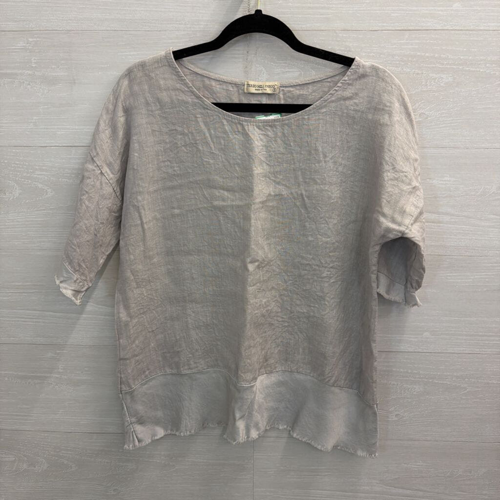 Terzo Millennio 100% Linen Short Sleeve Top Small