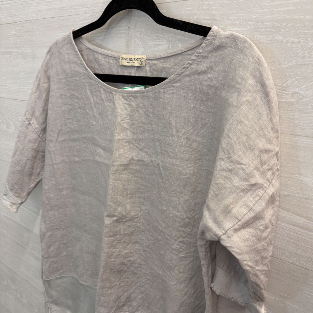 Terzo Millennio 100% Linen Short Sleeve Top Small