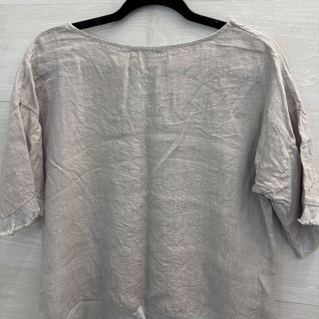 Terzo Millennio 100% Linen Short Sleeve Top Small