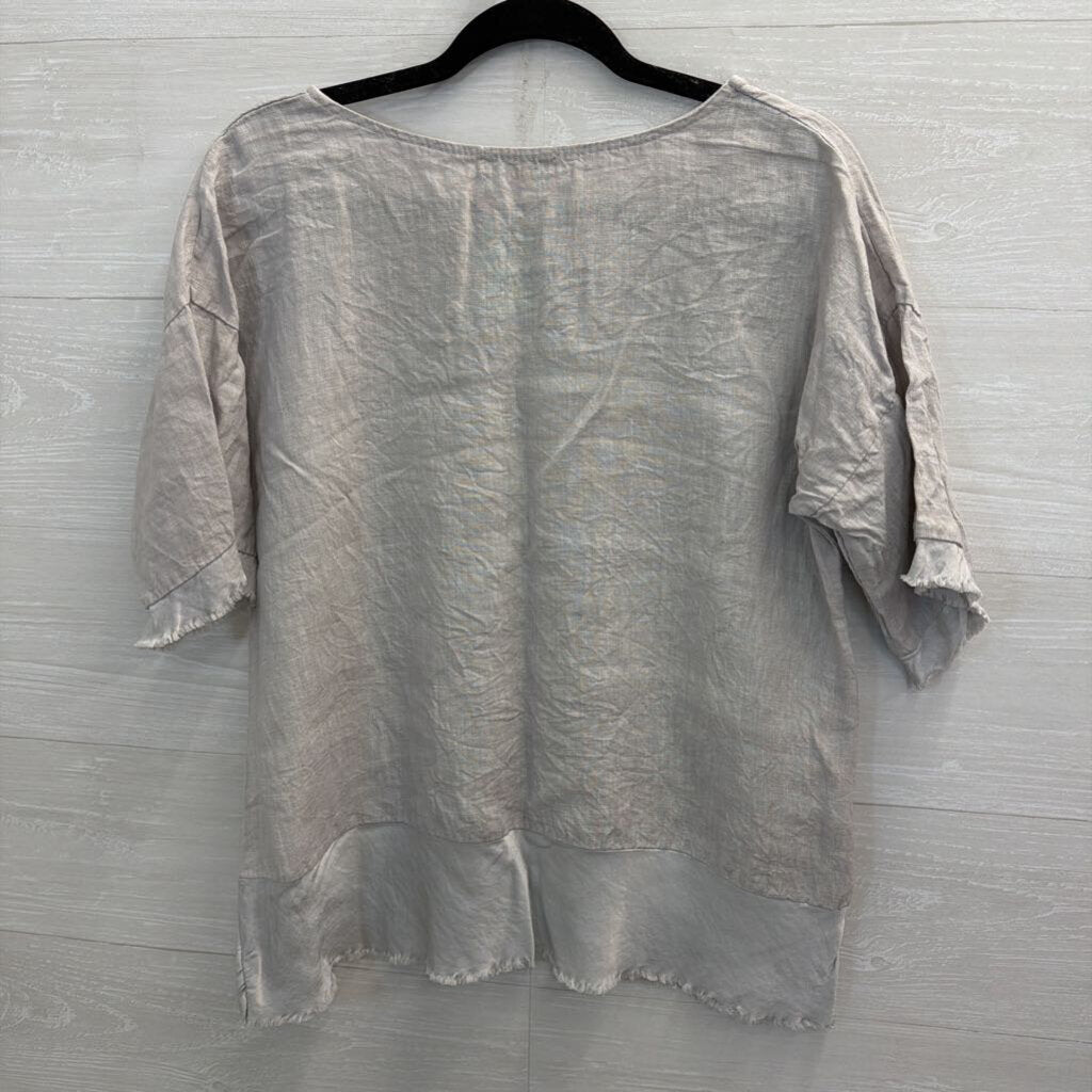Terzo Millennio 100% Linen Short Sleeve Top Small