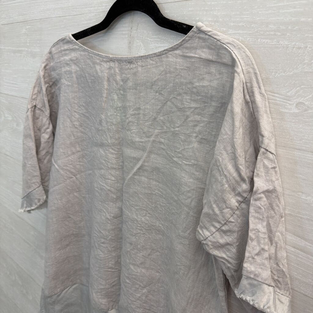 Terzo Millennio 100% Linen Short Sleeve Top Small
