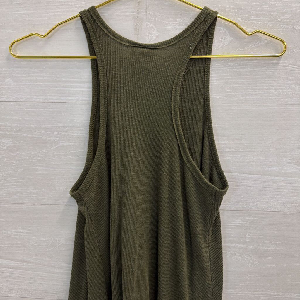 Free People Green Ribbed Tank Top Extra Small
