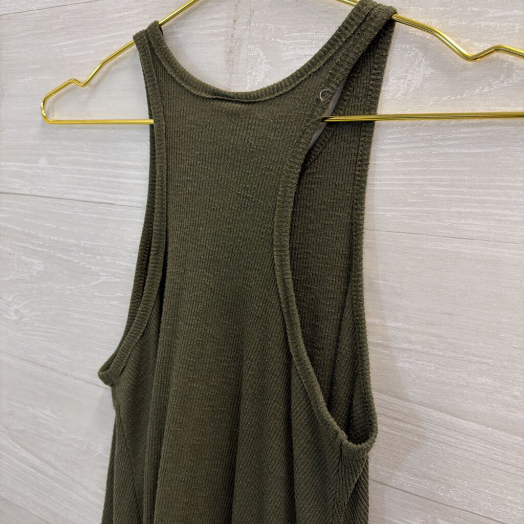 Free People Green Ribbed Tank Top Extra Small