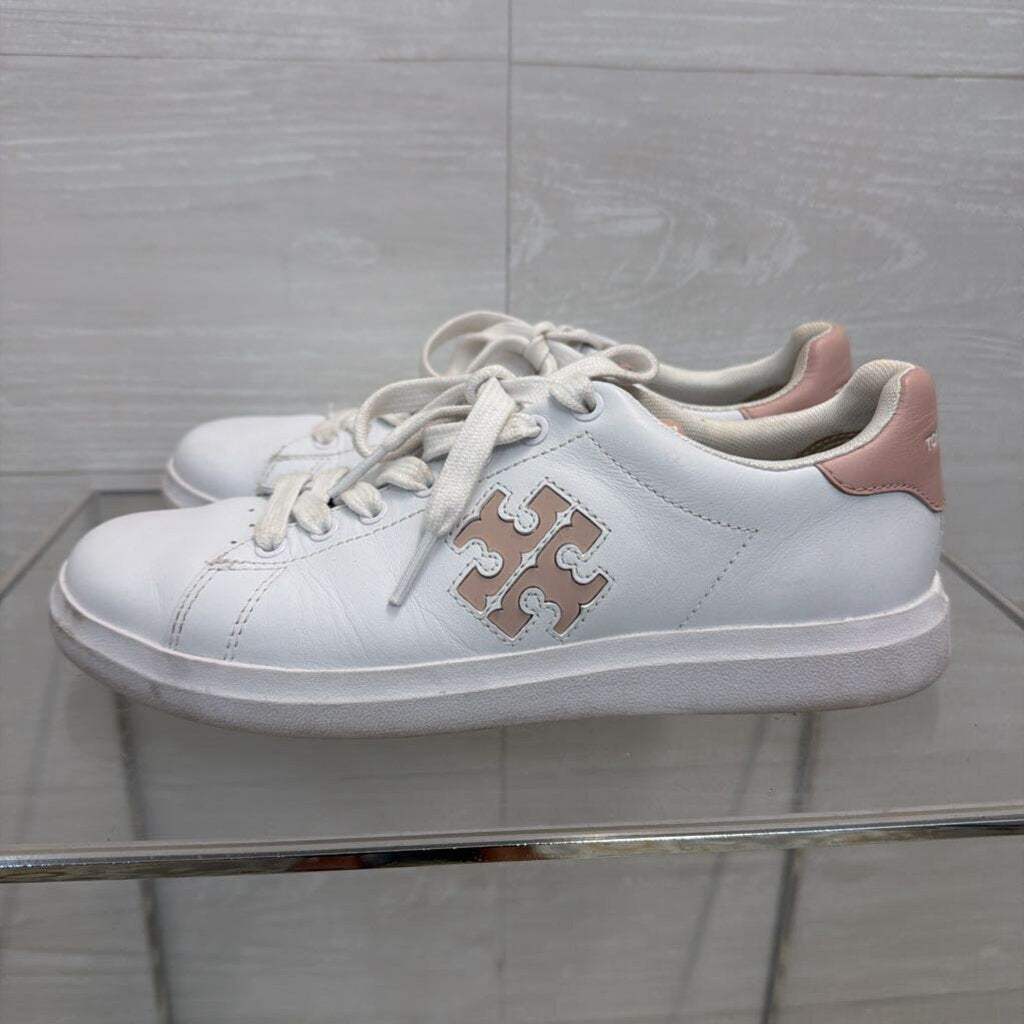 Tory Burch White Double T Howell Court Sneakers 7.5