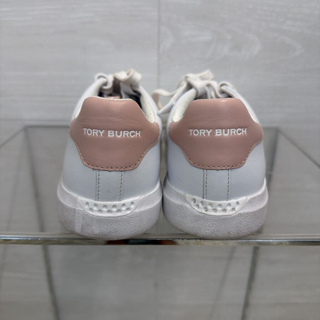 Tory Burch White Double T Howell Court Sneakers 7.5