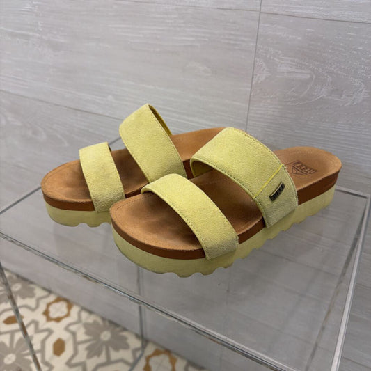 Reef Lime Green Double Strap Platform Sandals 7