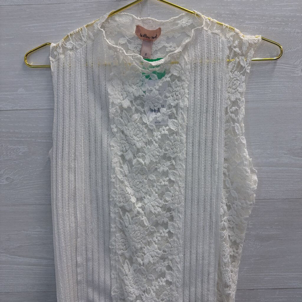Willow and Root White Lace Tank Top Small
