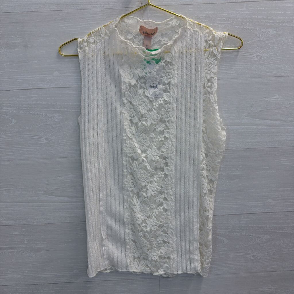 Willow and Root White Lace Tank Top Small