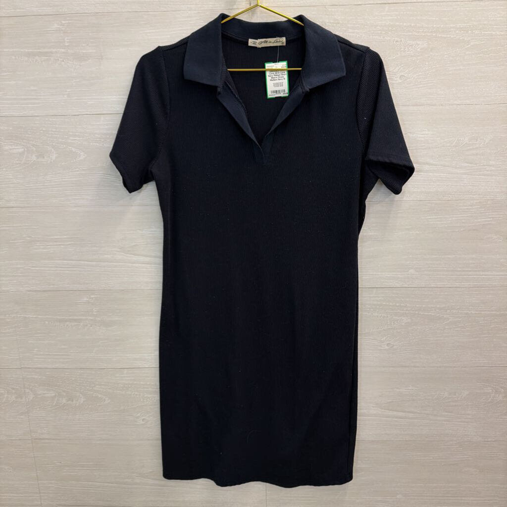 All In Love Navy Ribbed Short Sleeve Dress Medium