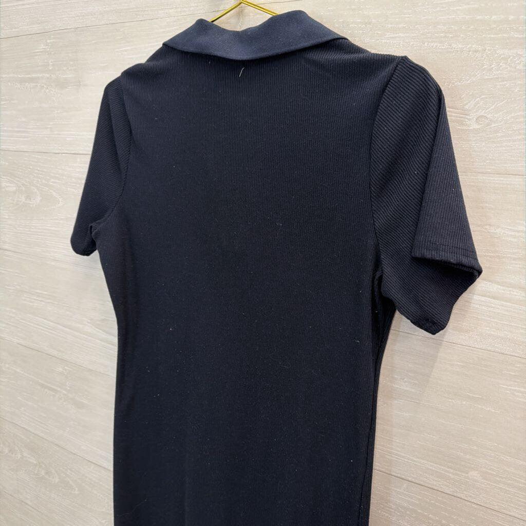 All In Love Navy Ribbed Short Sleeve Dress Medium