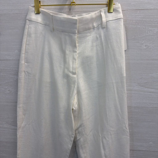 White Linen Blend Trouser Pants 4
