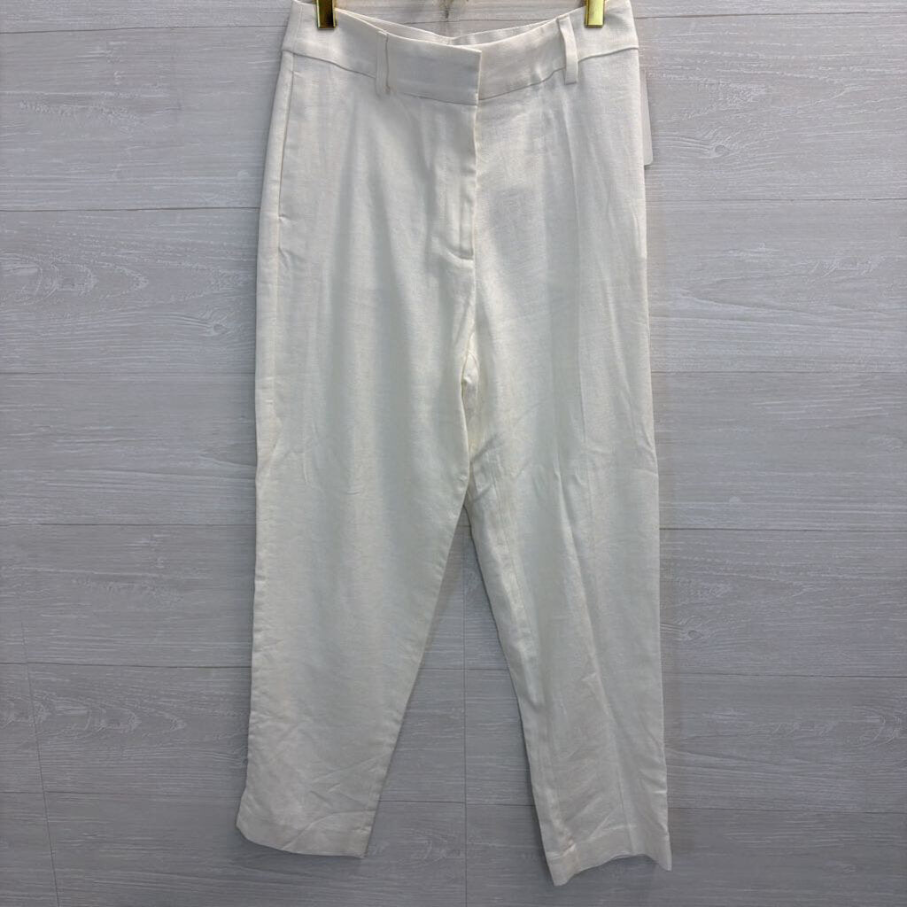 White Linen Blend Trouser Pants 4