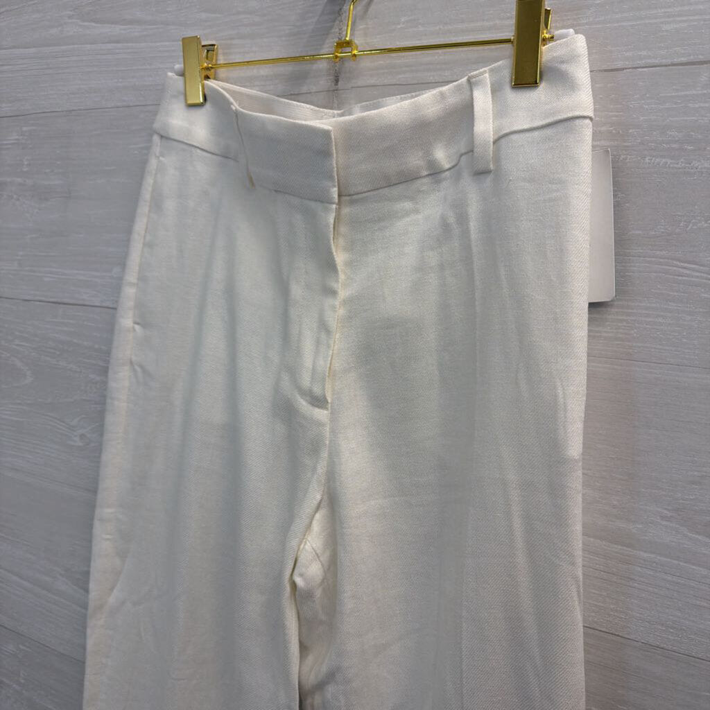 White Linen Blend Trouser Pants 4