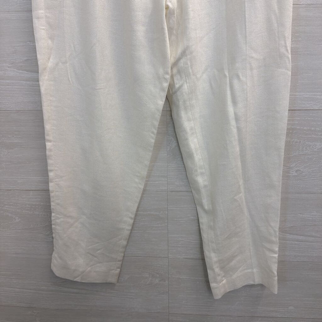 White Linen Blend Trouser Pants 4