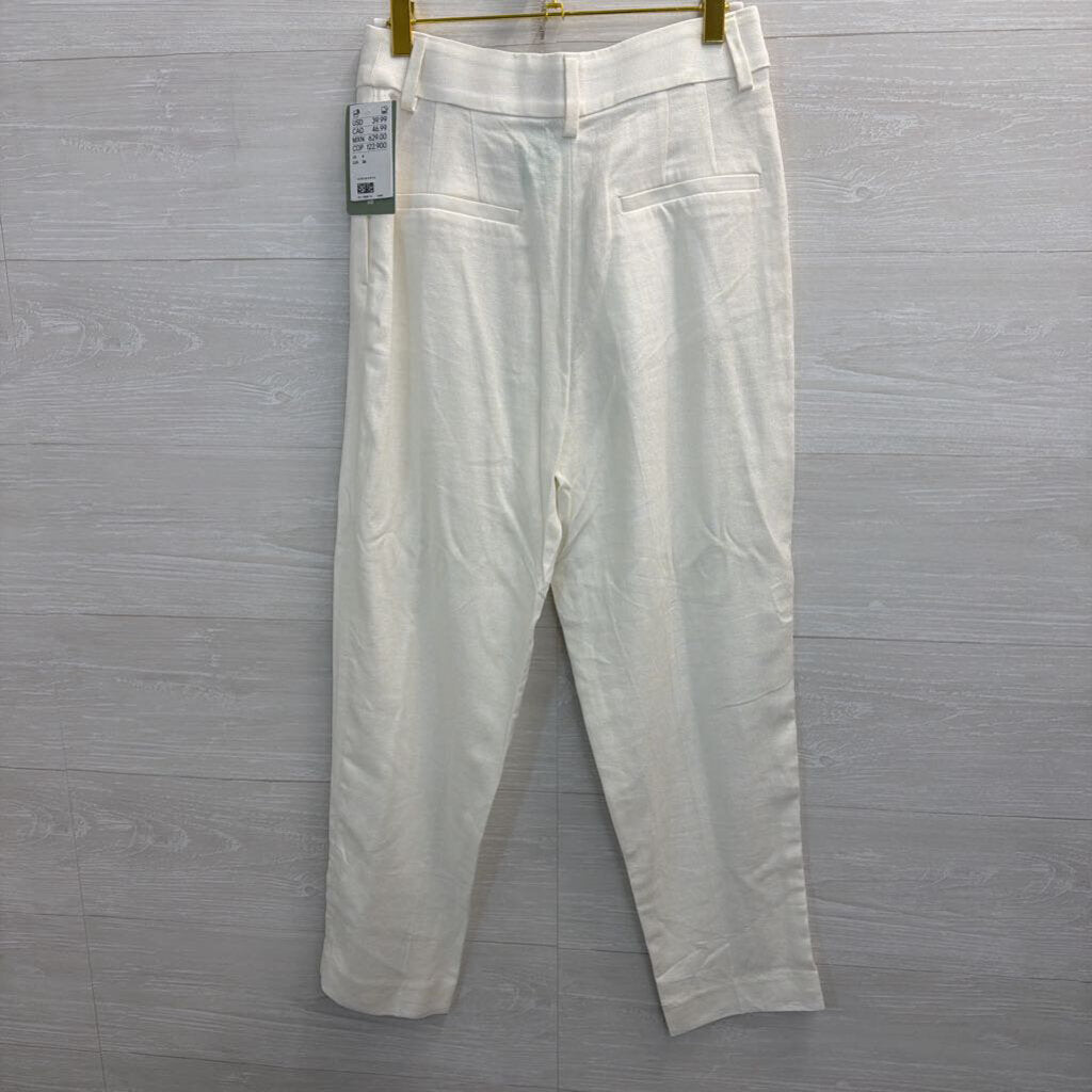 White Linen Blend Trouser Pants 4