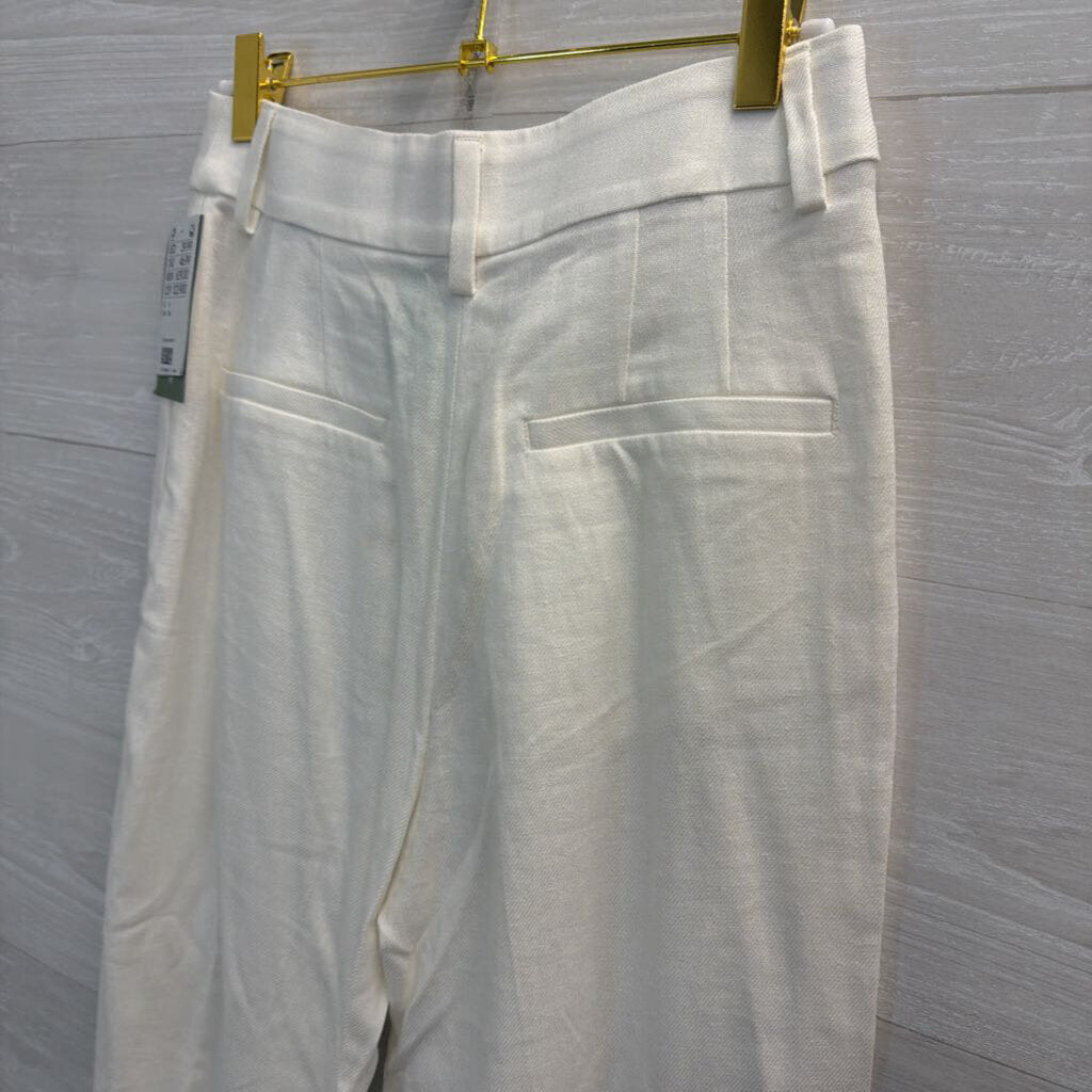 White Linen Blend Trouser Pants 4