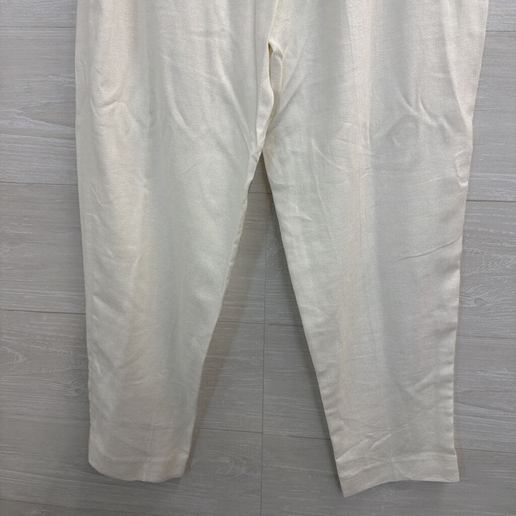 White Linen Blend Trouser Pants 4