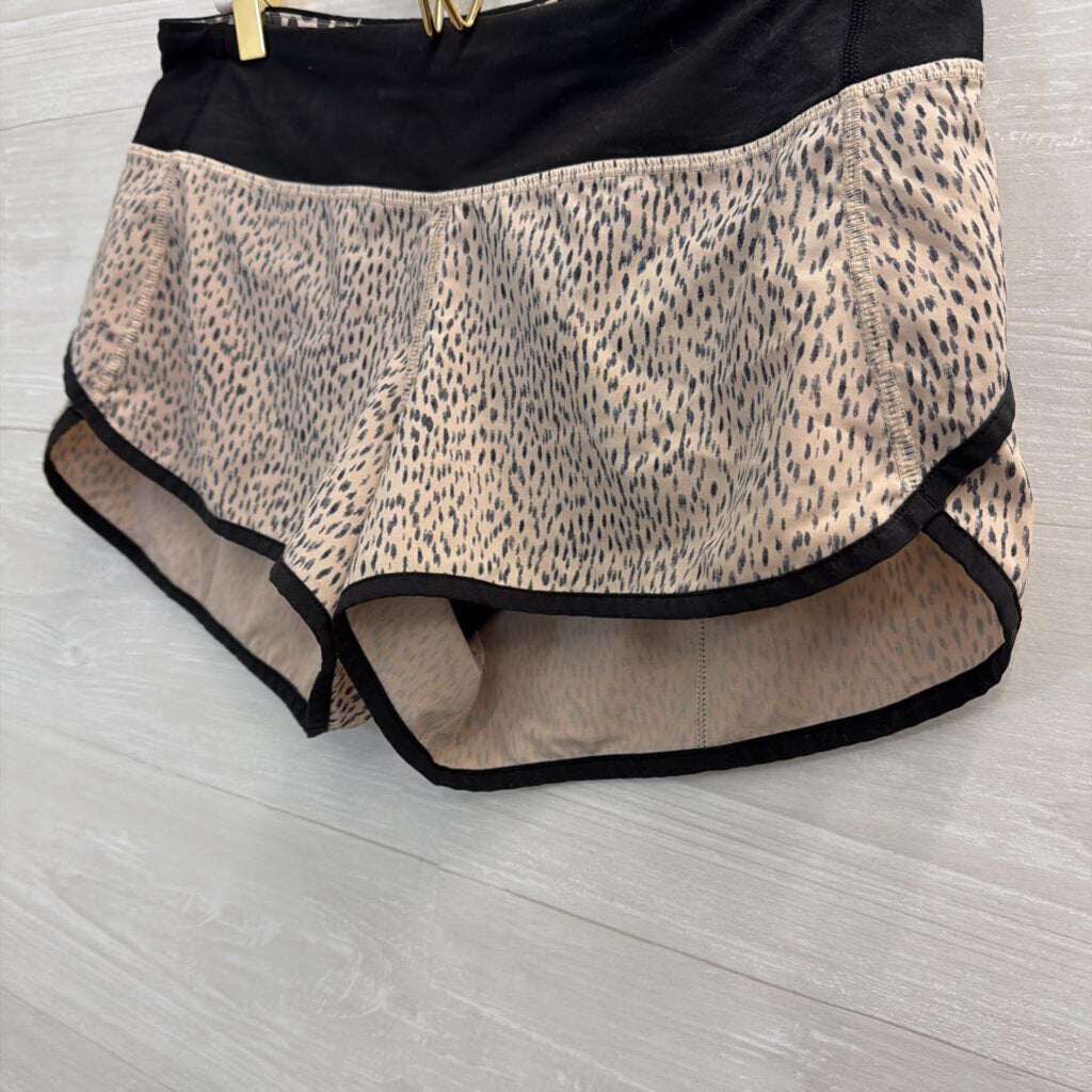 Lululemon Beige/ Black Print Micro Athletic Shorts 6