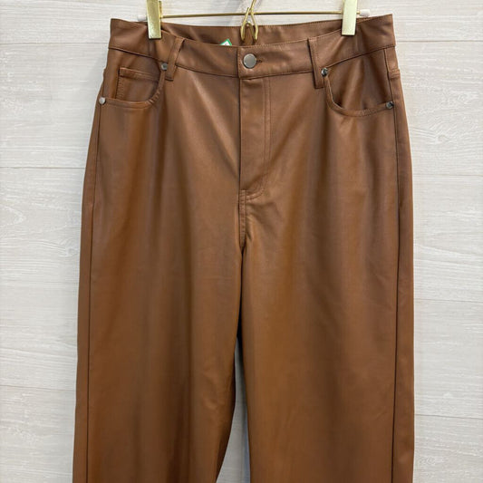 Easel Brown Faux Leather Wide Leg Pants Medium