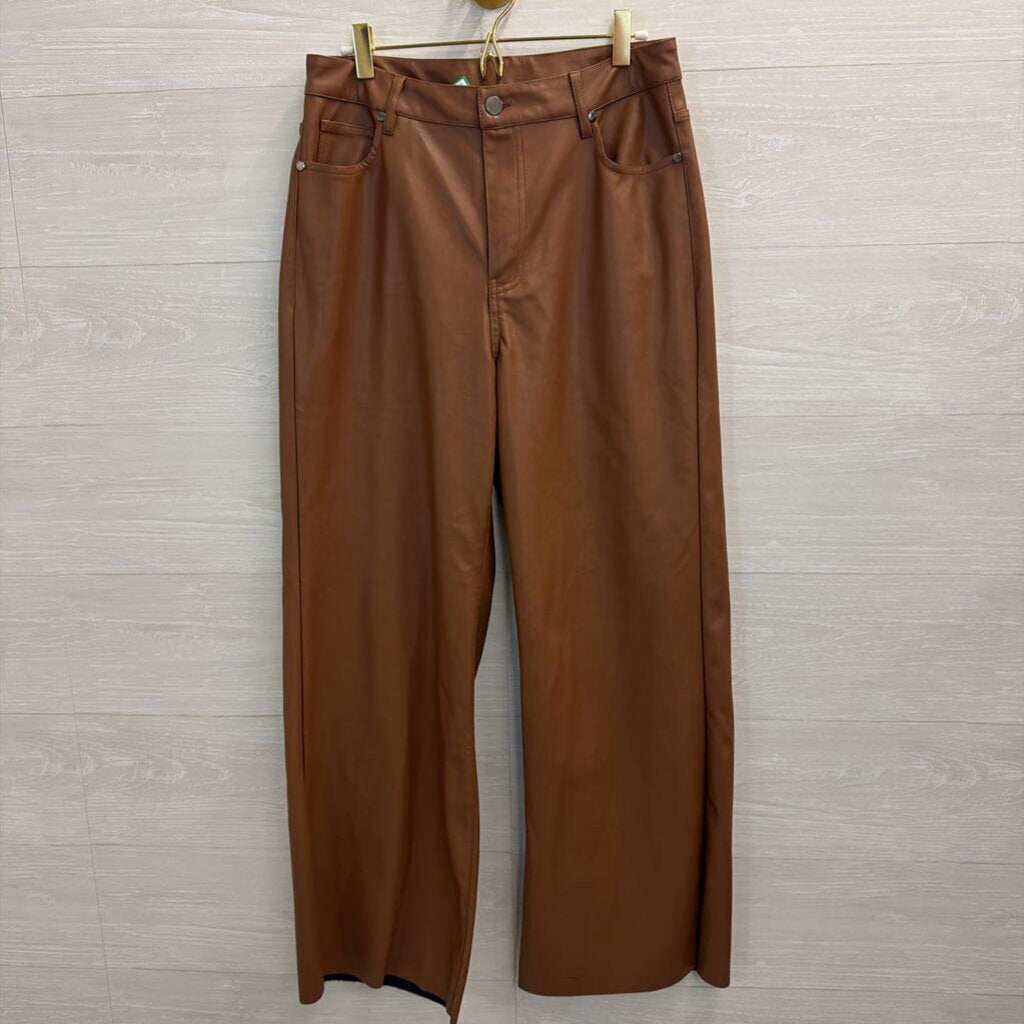 Easel Brown Faux Leather Wide Leg Pants Medium