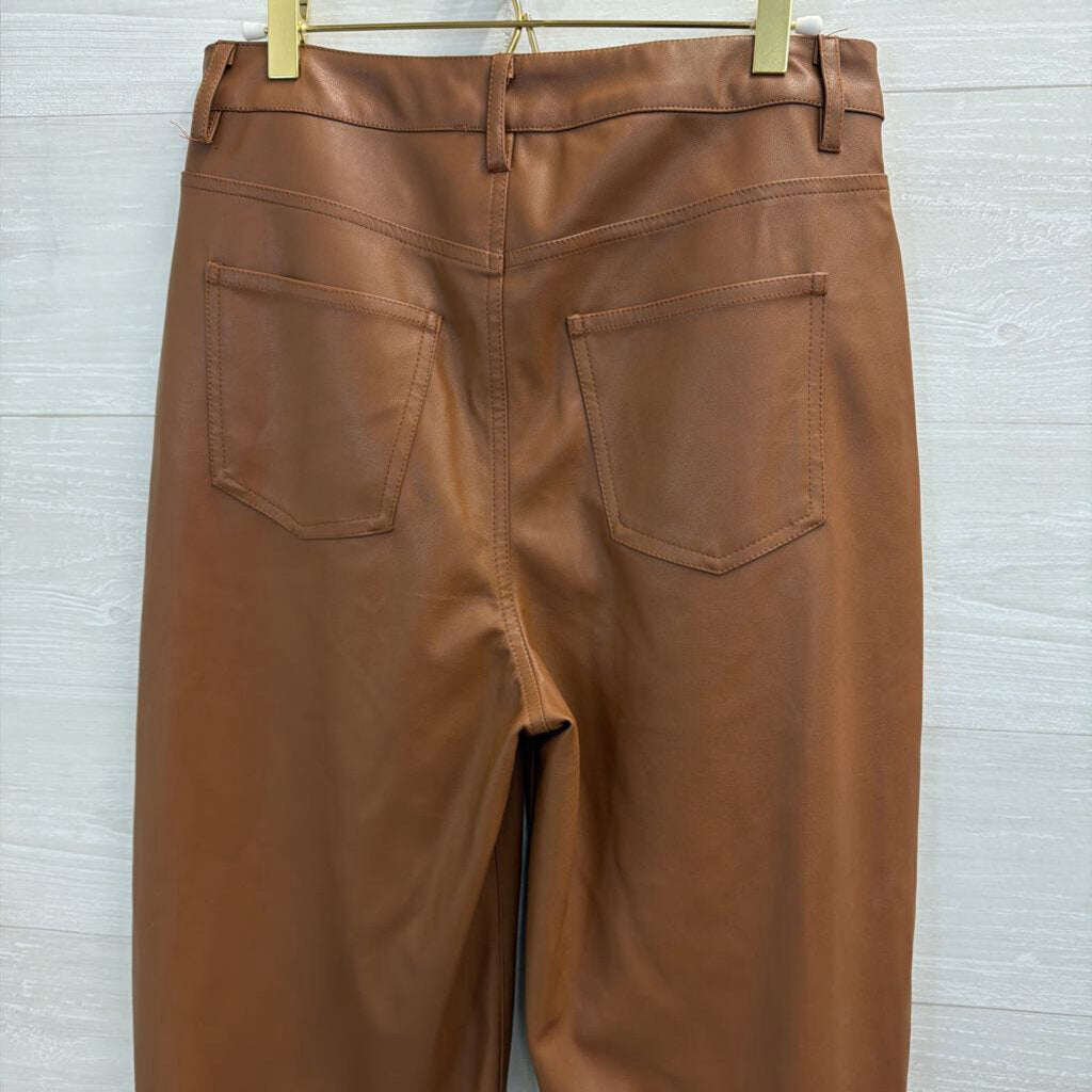Easel Brown Faux Leather Wide Leg Pants Medium