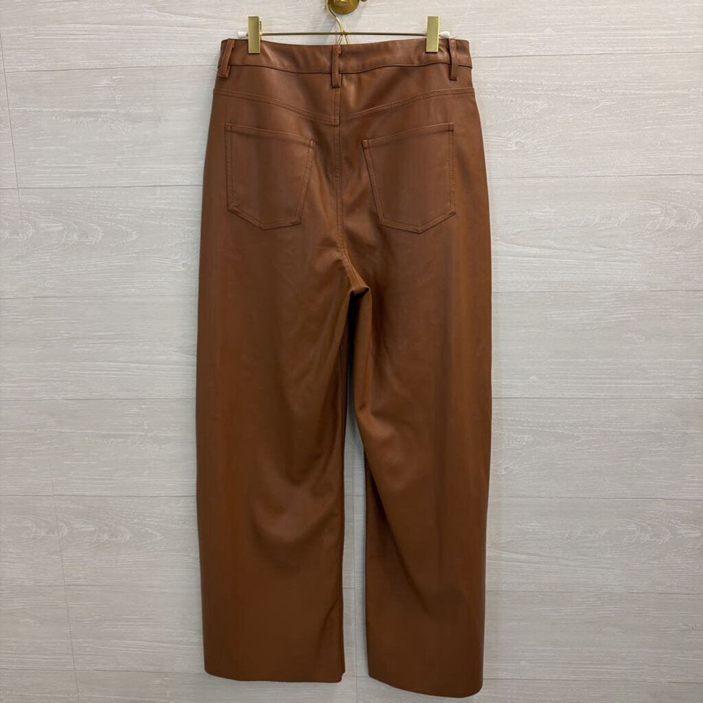 Easel Brown Faux Leather Wide Leg Pants Medium