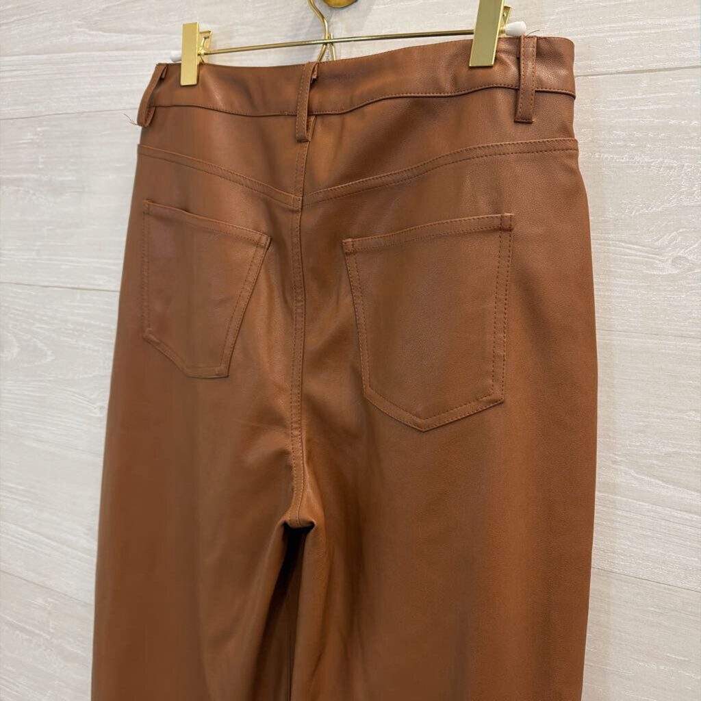 Easel Brown Faux Leather Wide Leg Pants Medium
