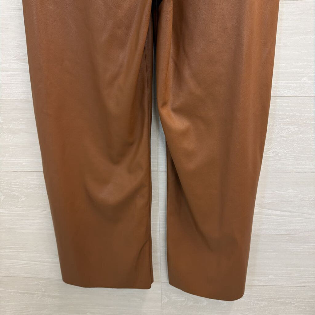 Easel Brown Faux Leather Wide Leg Pants Medium