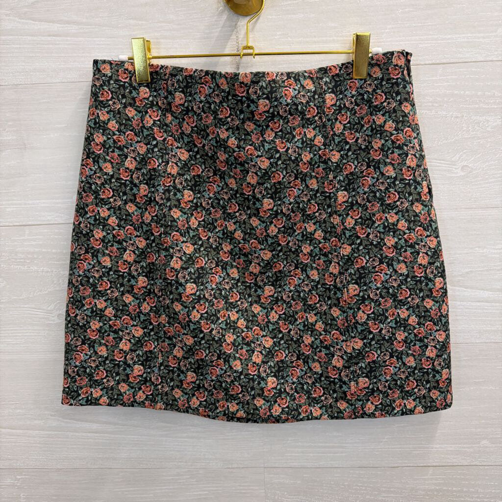 Zara Green/ Pink Rose Print Mini Skirt Large