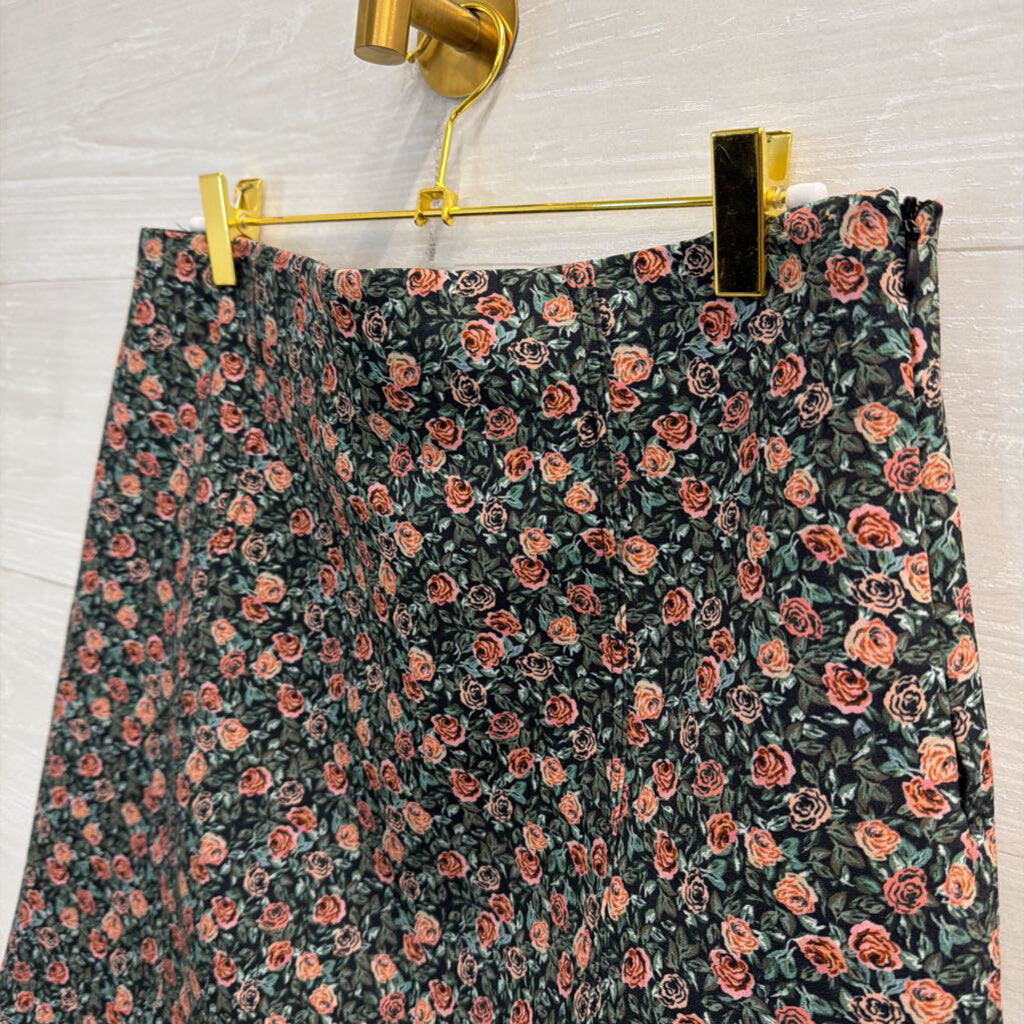 Zara Green/ Pink Rose Print Mini Skirt Large