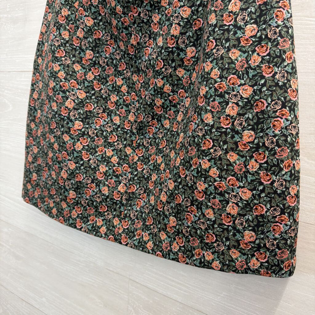 Zara Green/ Pink Rose Print Mini Skirt Large