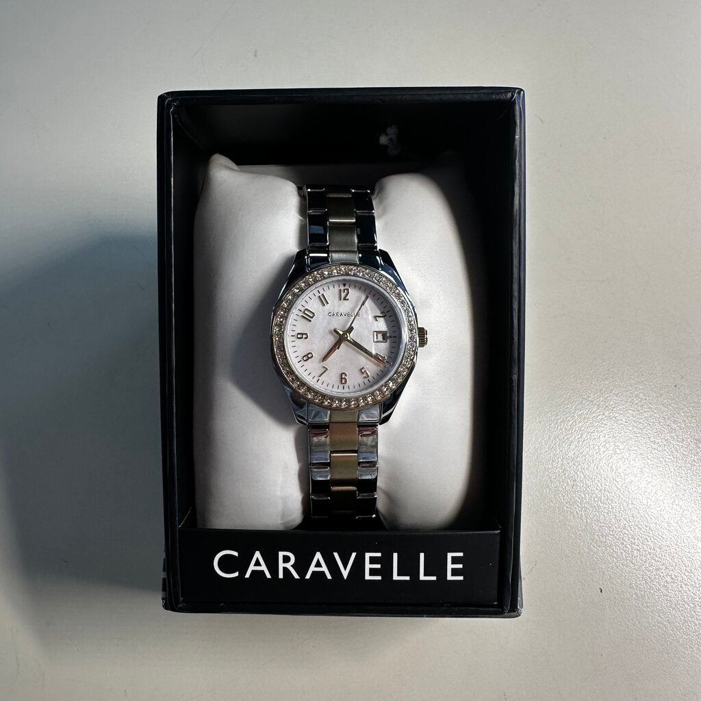 Caravelle Silver Rhinestone Watch