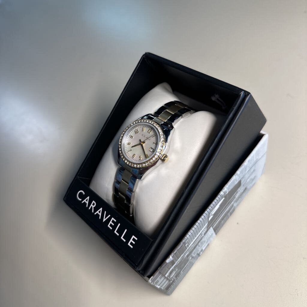 Caravelle Silver Rhinestone Watch