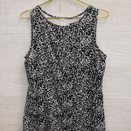 J Crew White/ Black Print Sleeveless Shift Dress 12