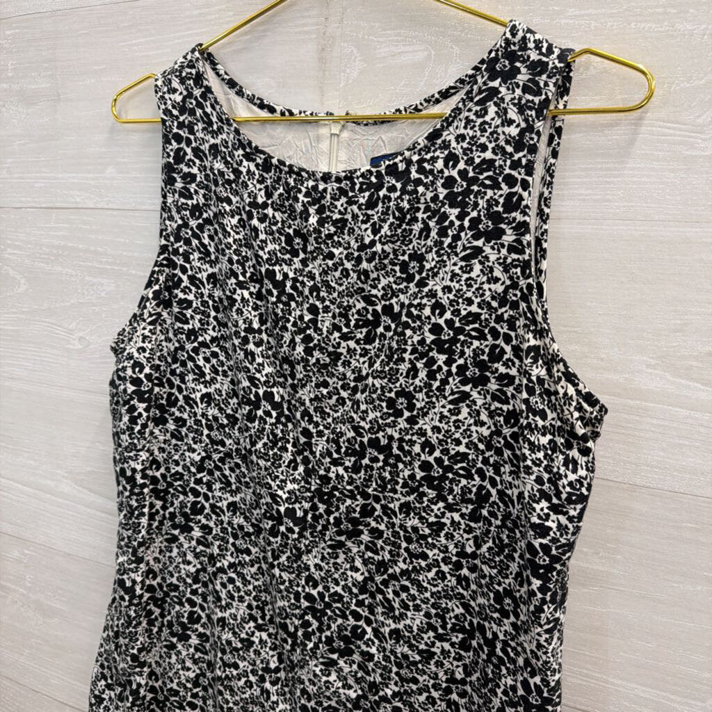J Crew White/ Black Print Sleeveless Shift Dress 12