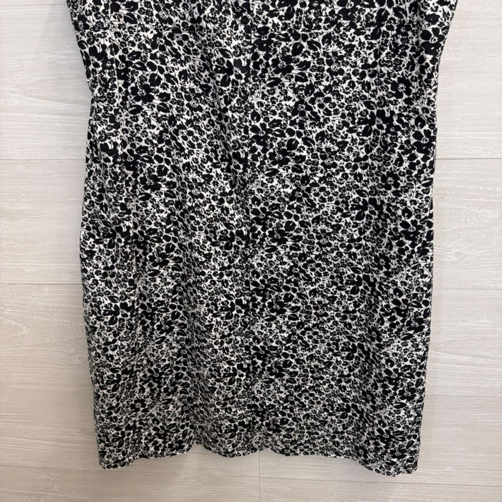 J Crew White/ Black Print Sleeveless Shift Dress 12