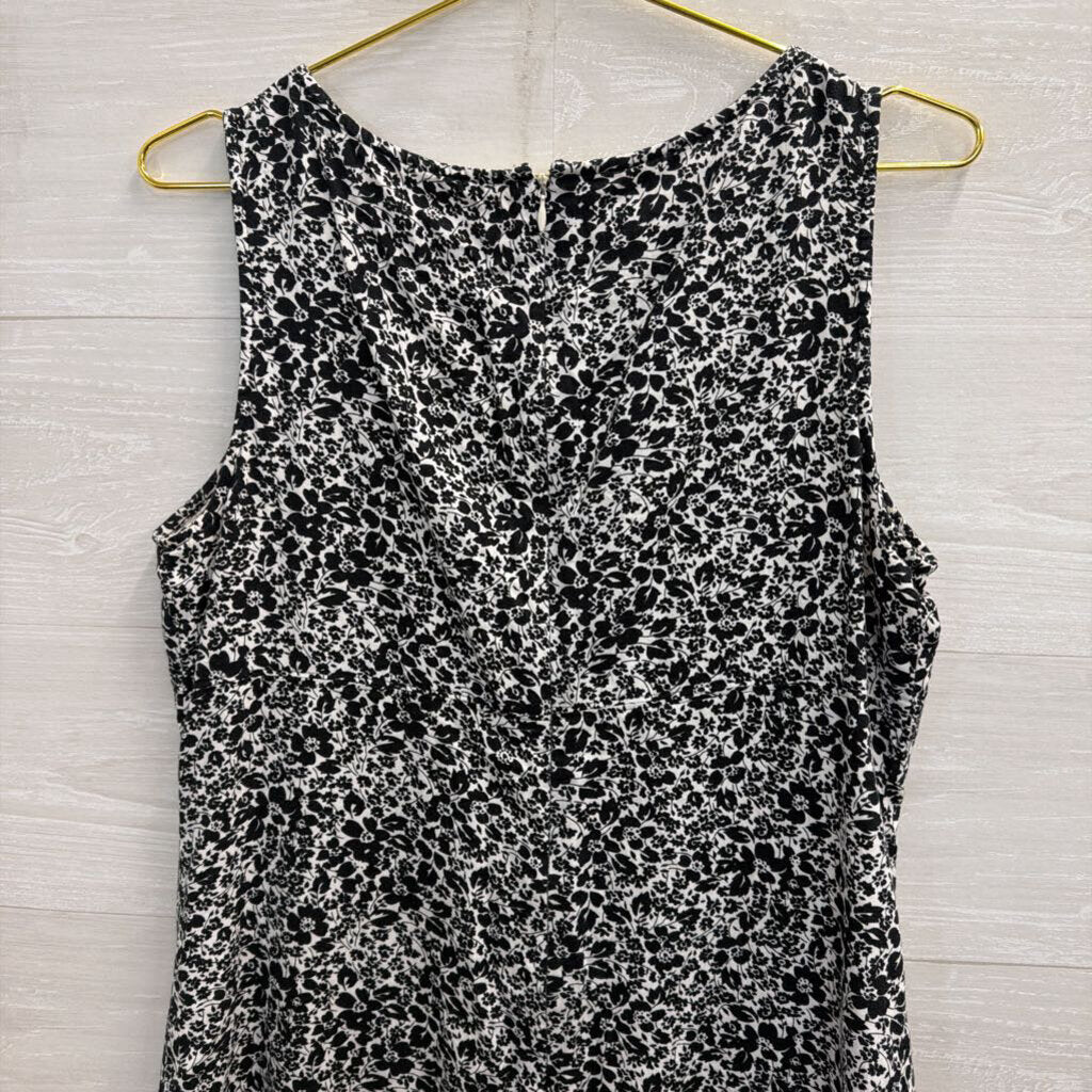 J Crew White/ Black Print Sleeveless Shift Dress 12
