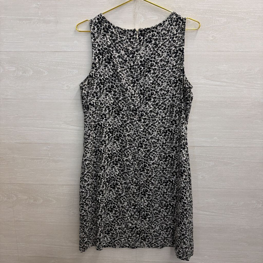 J Crew White/ Black Print Sleeveless Shift Dress 12