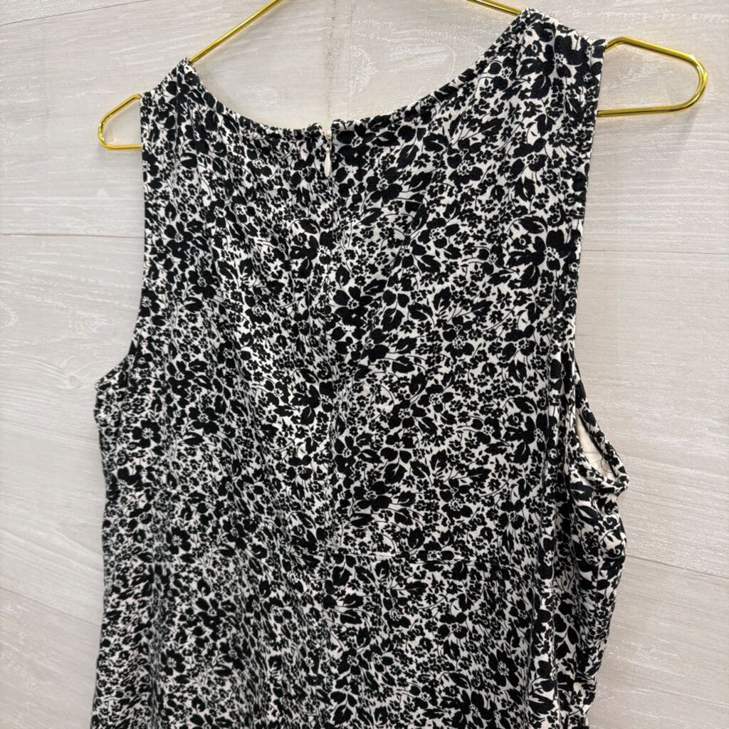 J Crew White/ Black Print Sleeveless Shift Dress 12