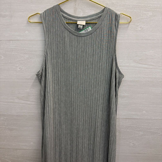 Grey Pleated Sleeveless Maxi Dress Small