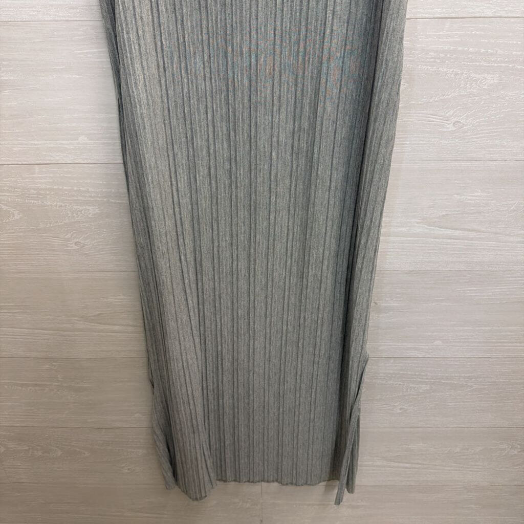 Grey Pleated Sleeveless Maxi Dress Small