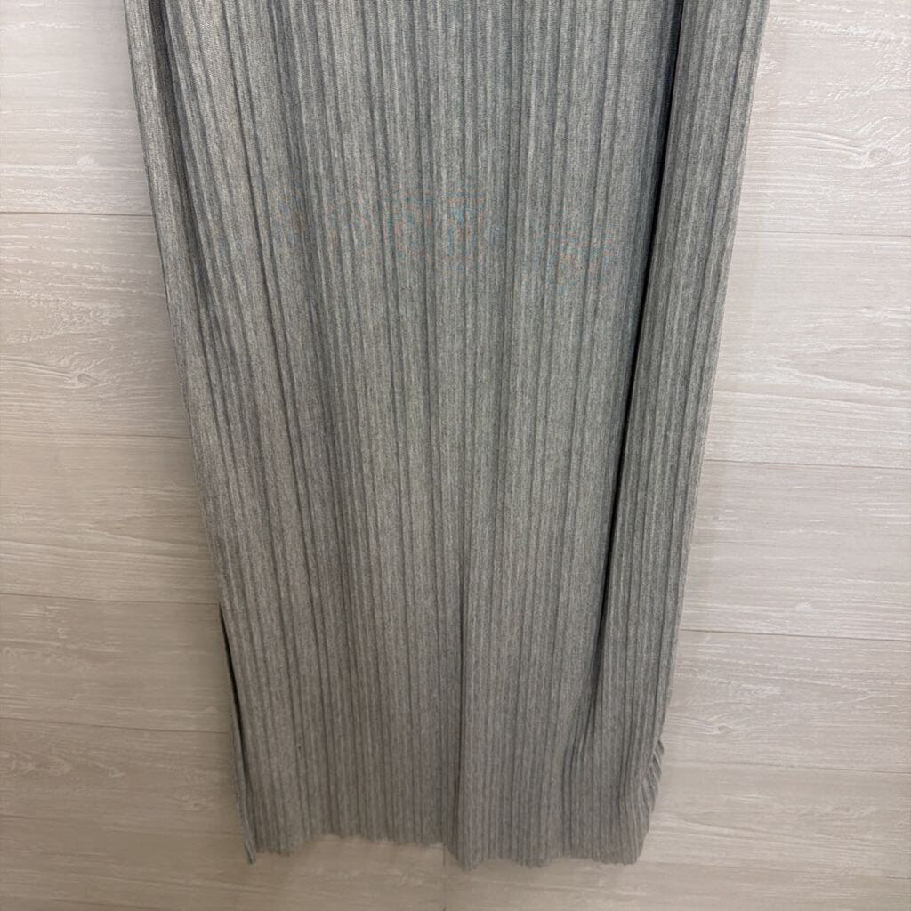 Grey Pleated Sleeveless Maxi Dress Small