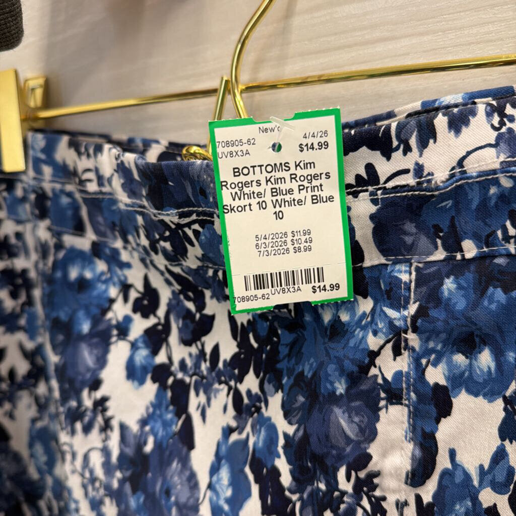 Kim Rogers White/ Blue Print Skort 10