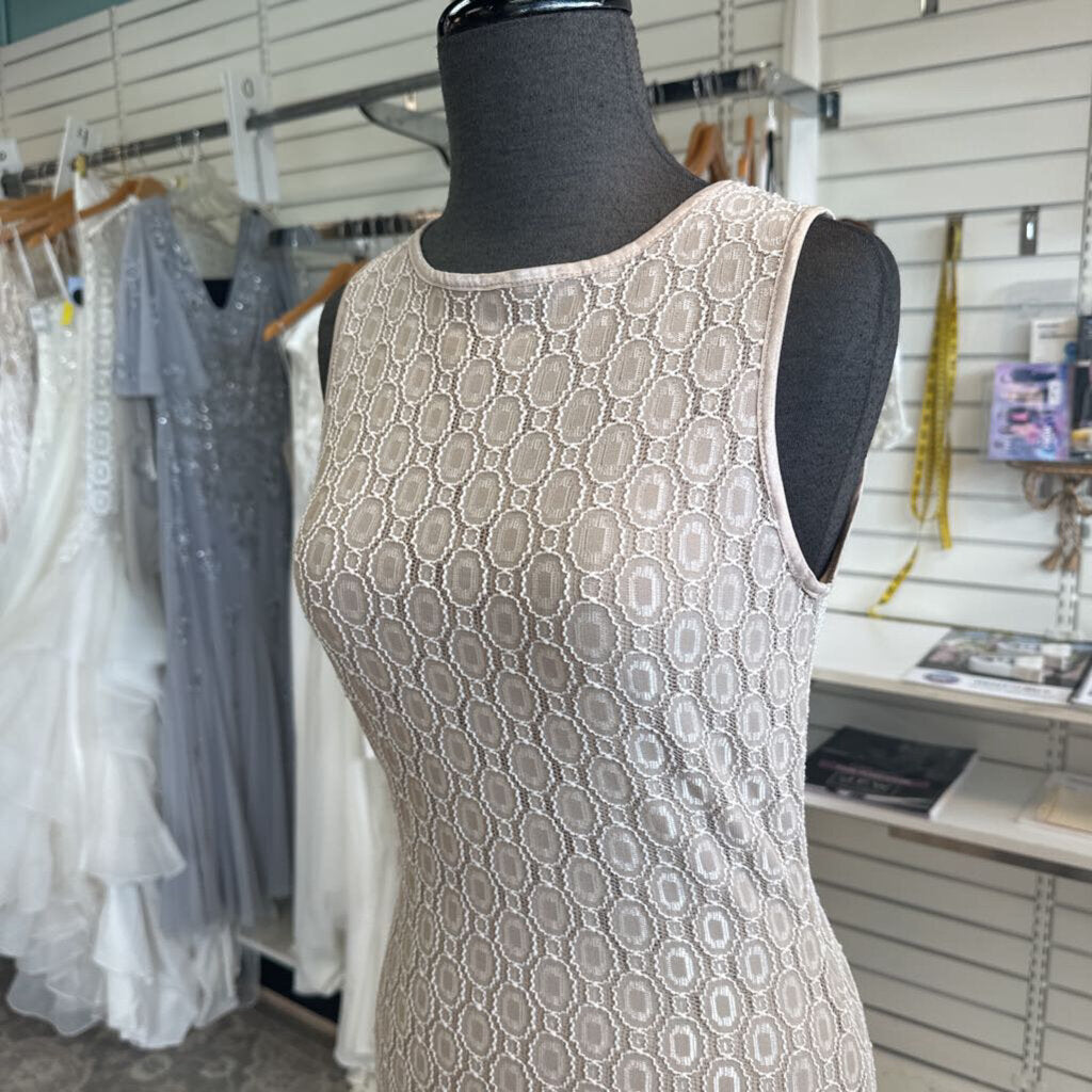 Rampage Beige Lace Long Formal Medium