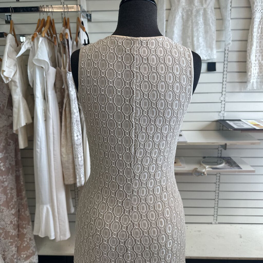 Rampage Beige Lace Long Formal Medium