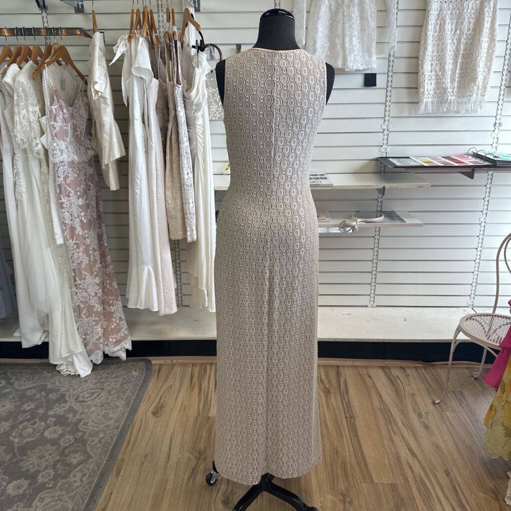 Rampage Beige Lace Long Formal Medium